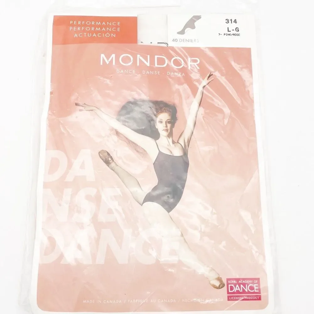 NWT Mondor Ballet Dance Tights Semi-Opaque Pink Convertible Tight Size Large NEW